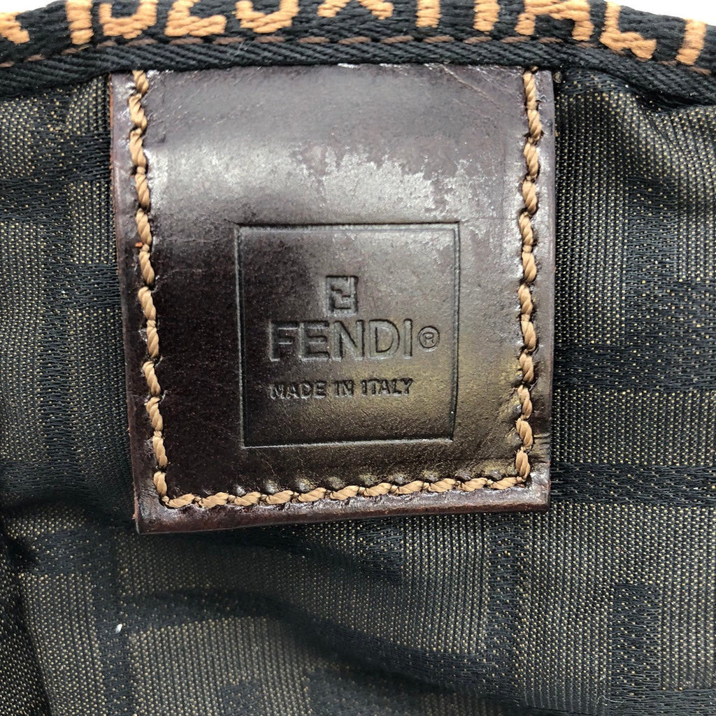 Fendi  Zucca 2241-26539-098 Pouch Khaki/Brown Nylon/Leather PRE-OWNED