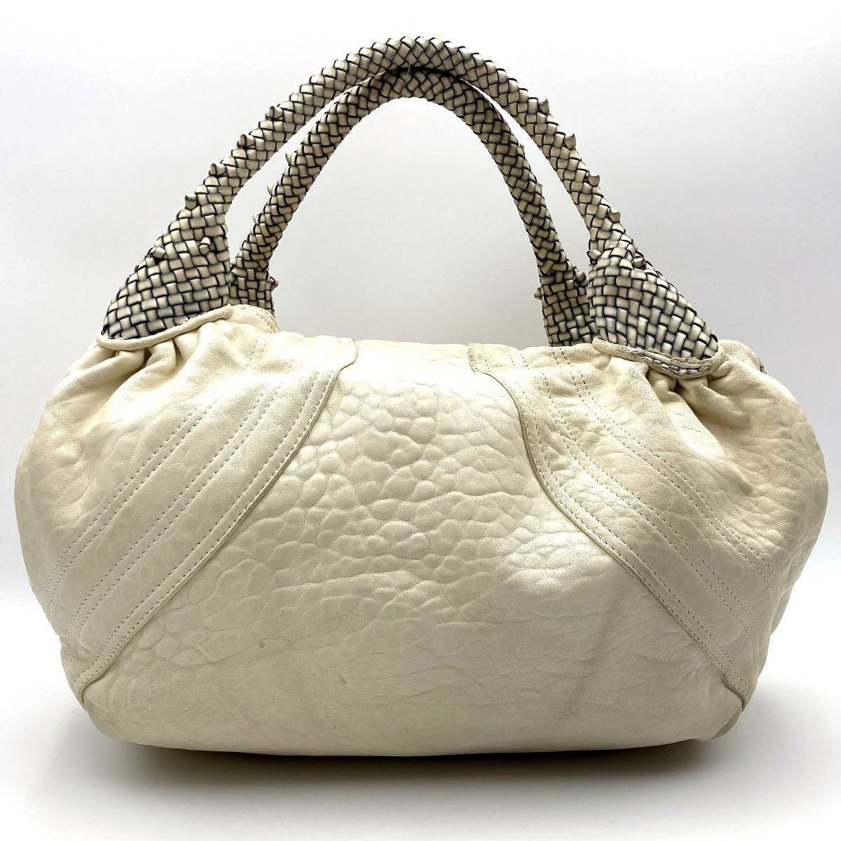 [CLEARANCE]Fendi 8BR511 Spy Bag Handbag in Beige, Ivory, and White PRE-OWNED