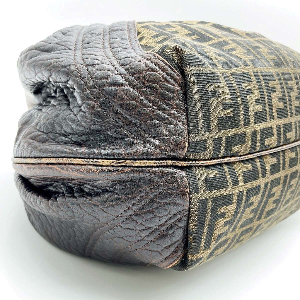 Fendi 8BR511 Spy Bag Handbag in Vintage Zucca Canvas and Leather, Brown PRE-OWNED