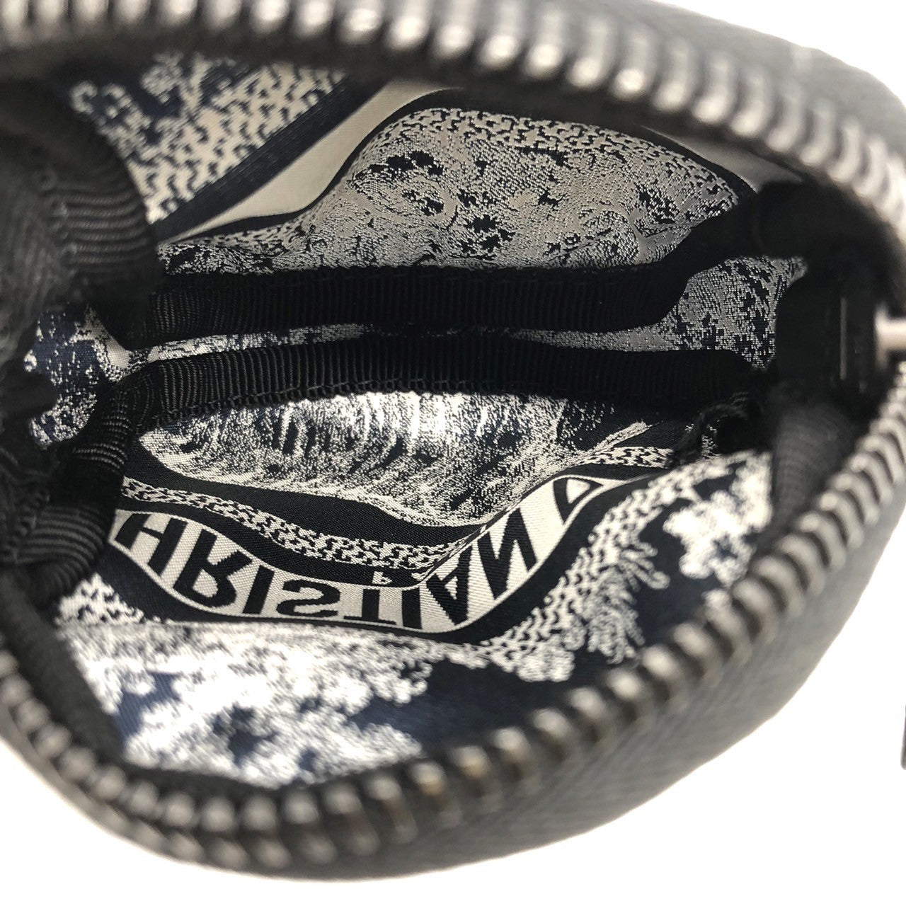 Christian Dior coin case in white/blue with tiger print on fabric PRE-OWNED
