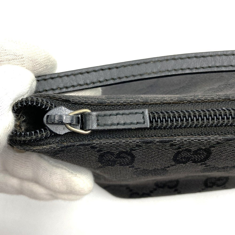 Gucci 039 1103 Handbag Accessory Pouch Black GG Canvas Brand High-End Brand PRE-OWNED