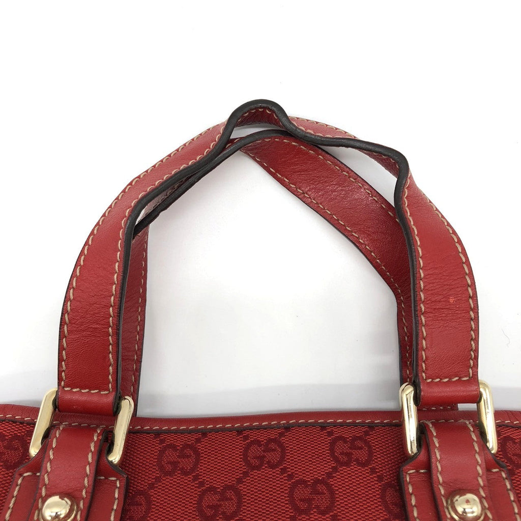 Gucci 257249 Handbag Mini Bag Small Red GG Canvas/Leather PRE-OWNED