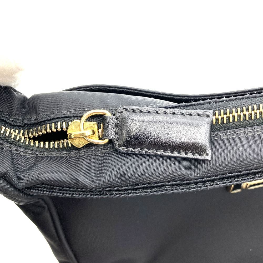 Fendi 06 11 15328 982 FF Logo Shoulder Bag Nylon/Leather Black Pre-owned
