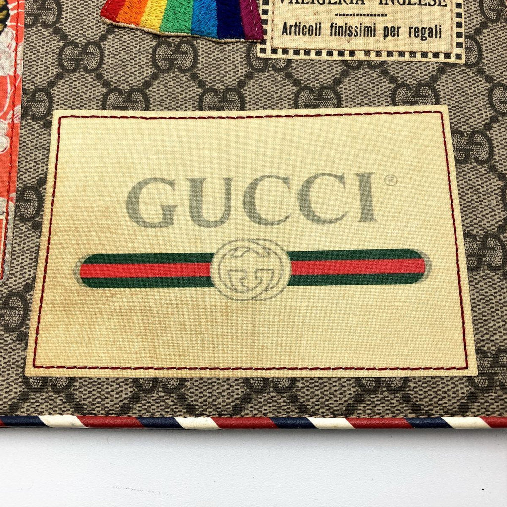 Gucci 473915 Courier Clutch Bag with GG Supreme Multi-Patch PVC in Multicolor PRE-OWNED