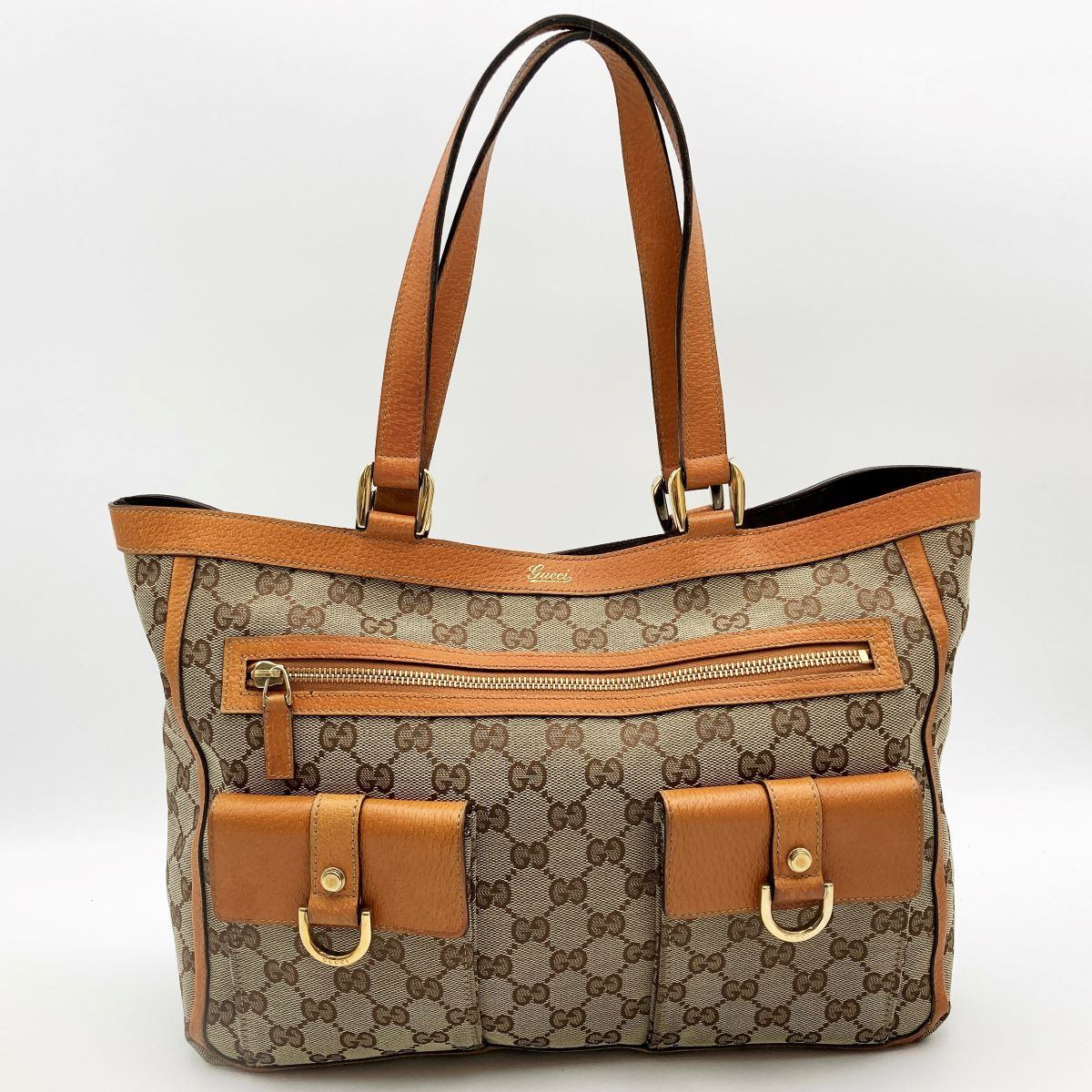 Gucci 146247 Tote Bag GG Canvas/Leather Brown/Beige Pre-owned
