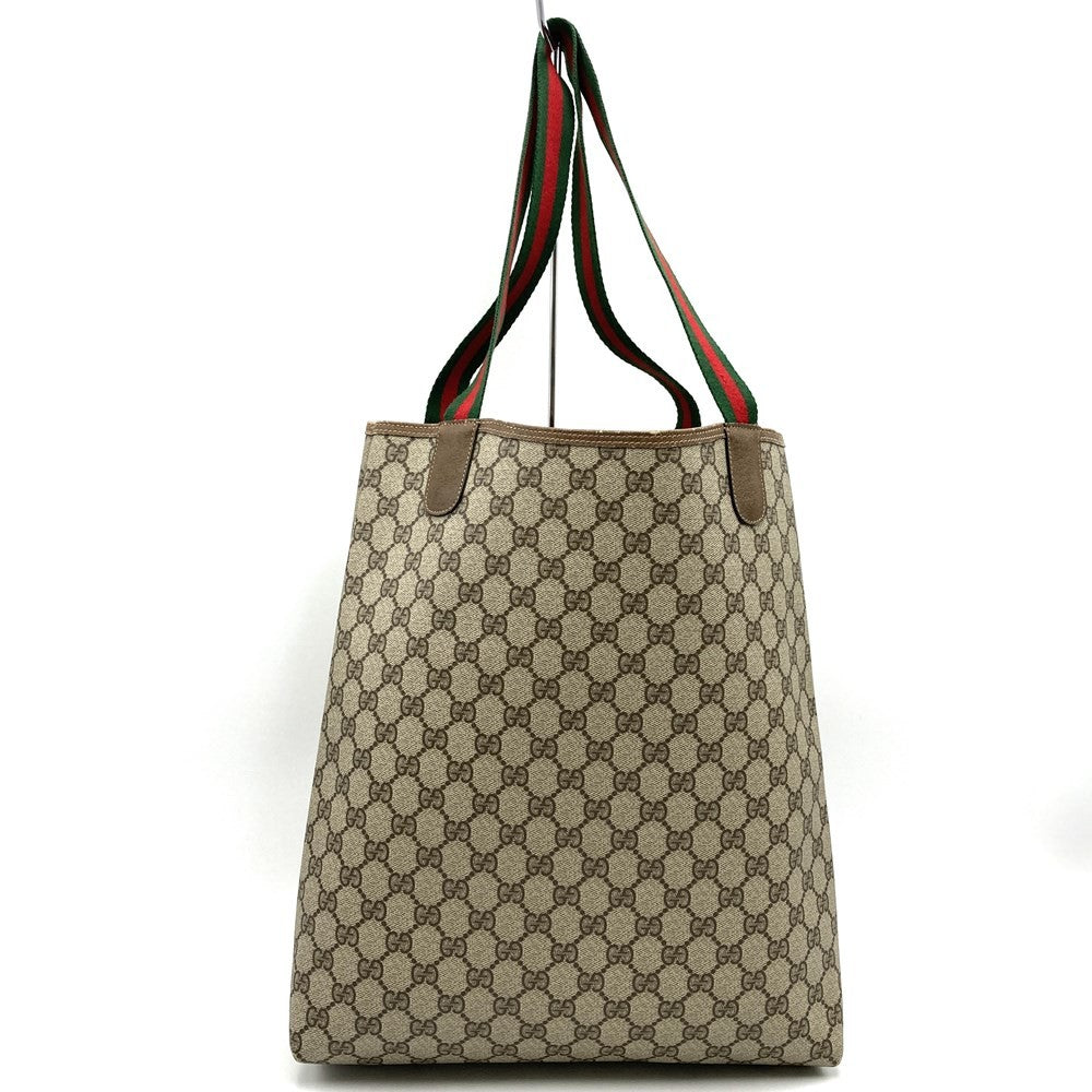 Old Gucci 39 02 003 Large Tote/Shoulder Bag, Sherry Line, GG, PVC/Leather, Brown PRE-OWNED