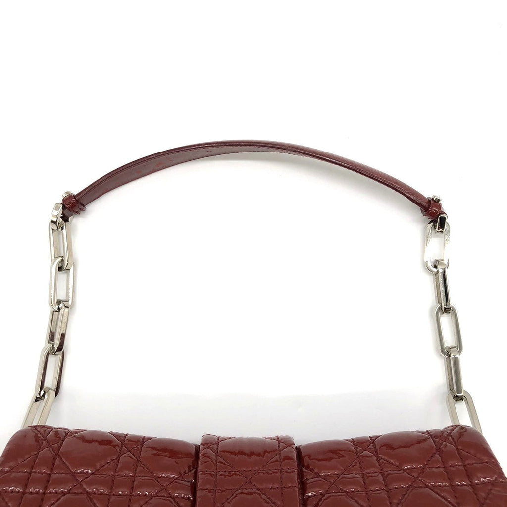 Dior Cannage Chain Shoulder Bag Handbag Red Enamel/Leather PRE-OWNED