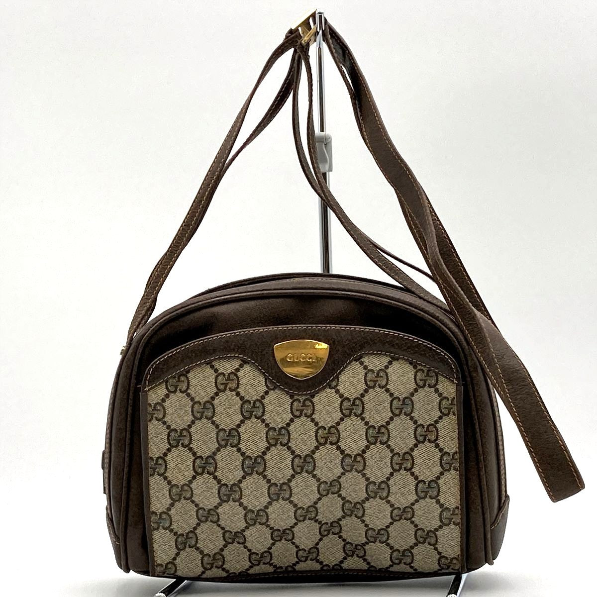 Gucci 001 261 GG Supreme Shoulder Bag PVC Brown Pre-owned