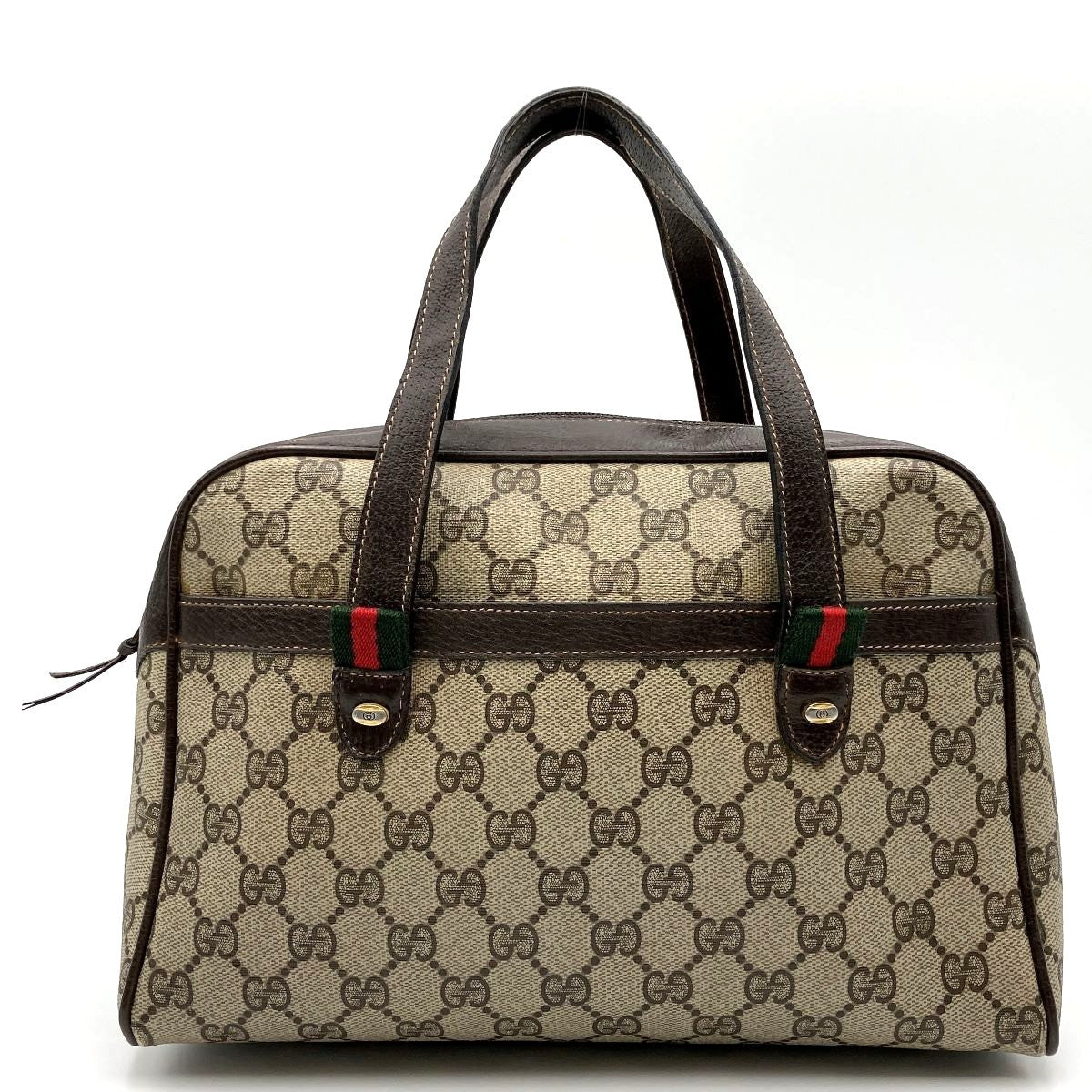 Gucci 39 02 053 Sherry Line Handbag GG Supreme PVC Brown Pre-owned