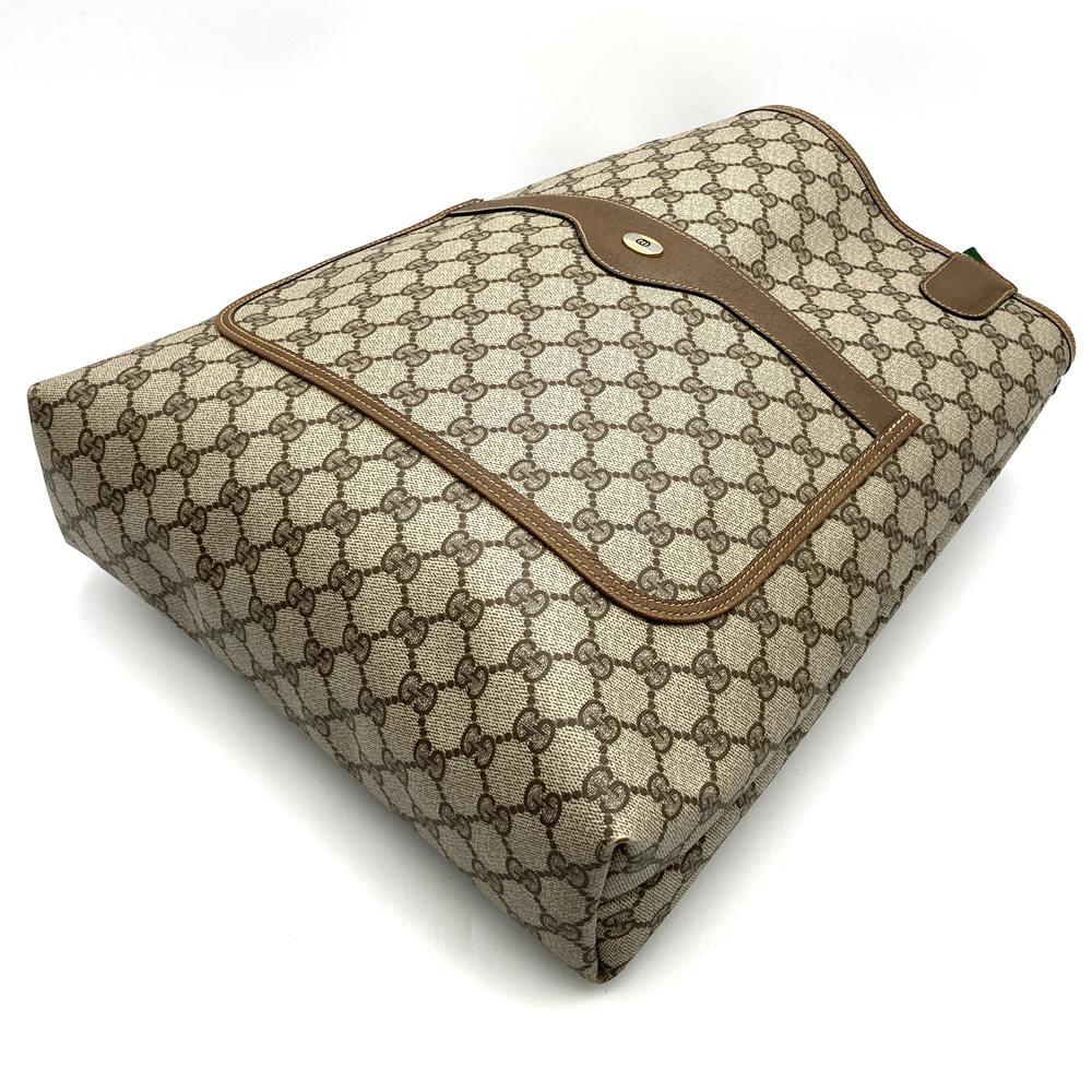 Old Gucci 39 02 003 Large Tote/Shoulder Bag, Sherry Line, GG, PVC/Leather, Brown PRE-OWNED
