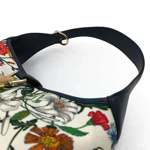 [CLEARANCE]Gucci New Jackie Flora 550152 Shoulder Bag, One-Handle Canvas, Navy, Floral Print PRE-OWNED
