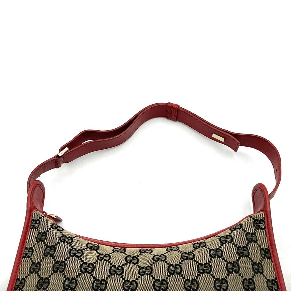 Gucci 001 4205 Shoulder Bag GG Canvas/Leather Brown/Red Pre-owned