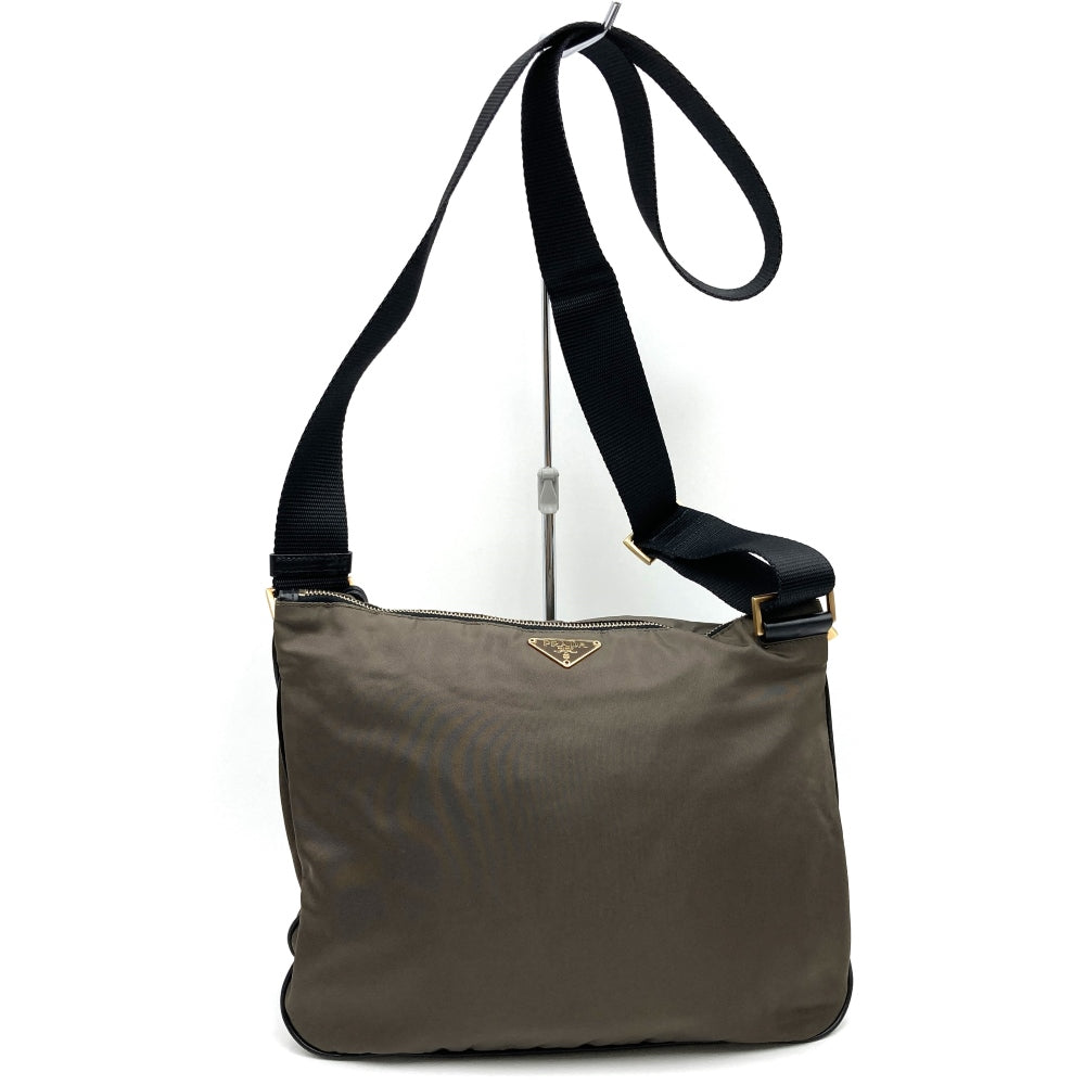 PRADA BT0220 Shoulder Bag, Nylon, with Lock, Khaki Brown, Women's/Men's Fashion, Vintage, Gift, PRE-OWNED