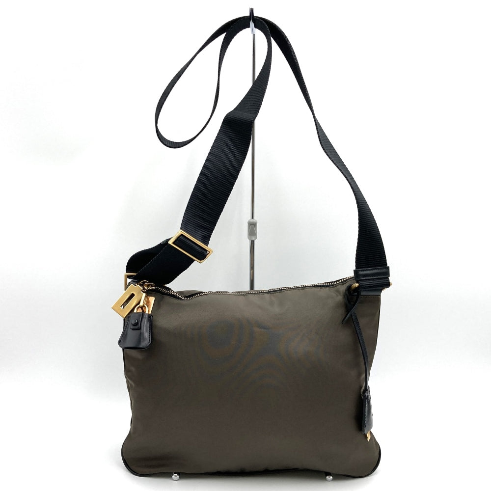 PRADA BT0220 Shoulder Bag, Nylon, with Lock, Khaki Brown, Women's/Men's Fashion, Vintage, Gift, PRE-OWNED