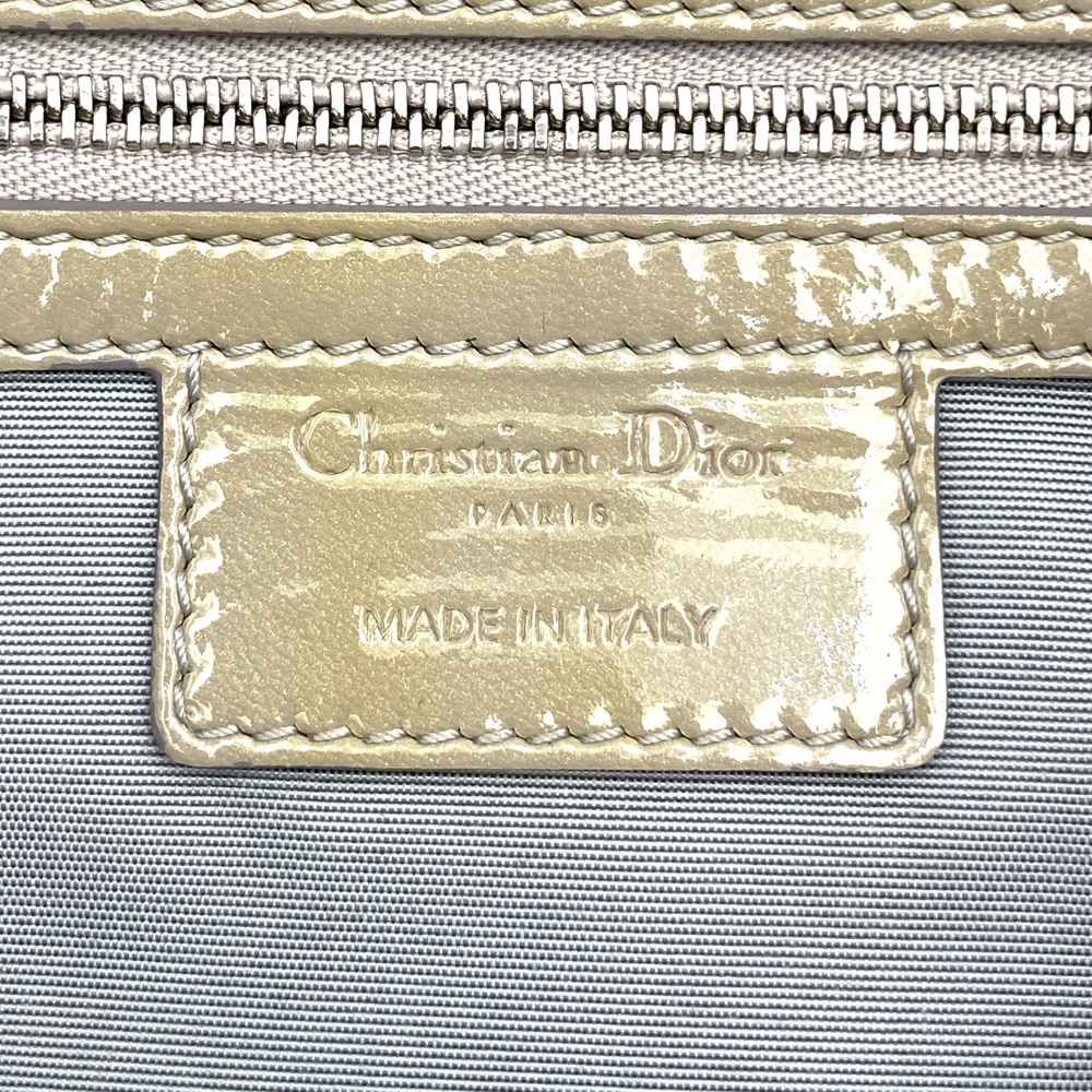 Dior tote bag, shoulder bag, chain strap, beige patent enamel, Cannage design, women's. PRE-OWNED
