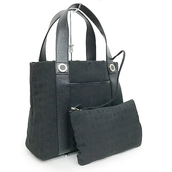 Bvlgari Handbag/Tote Bag Canvas/Leather Black Pre-owned