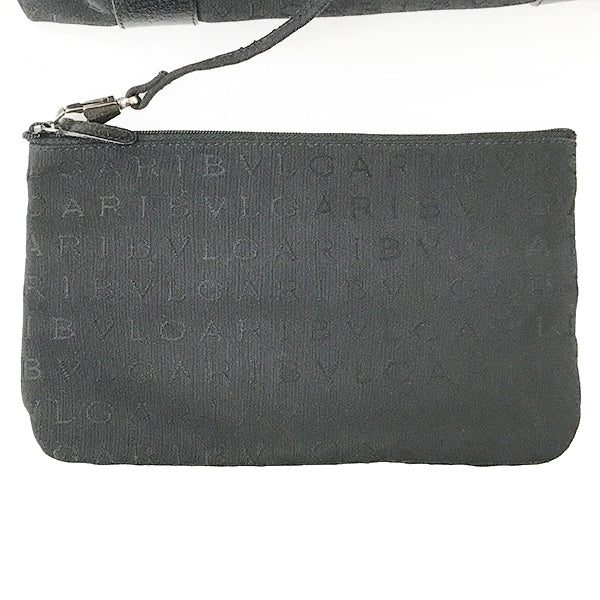 Bvlgari Handbag/Tote Bag Canvas/Leather Black Pre-owned