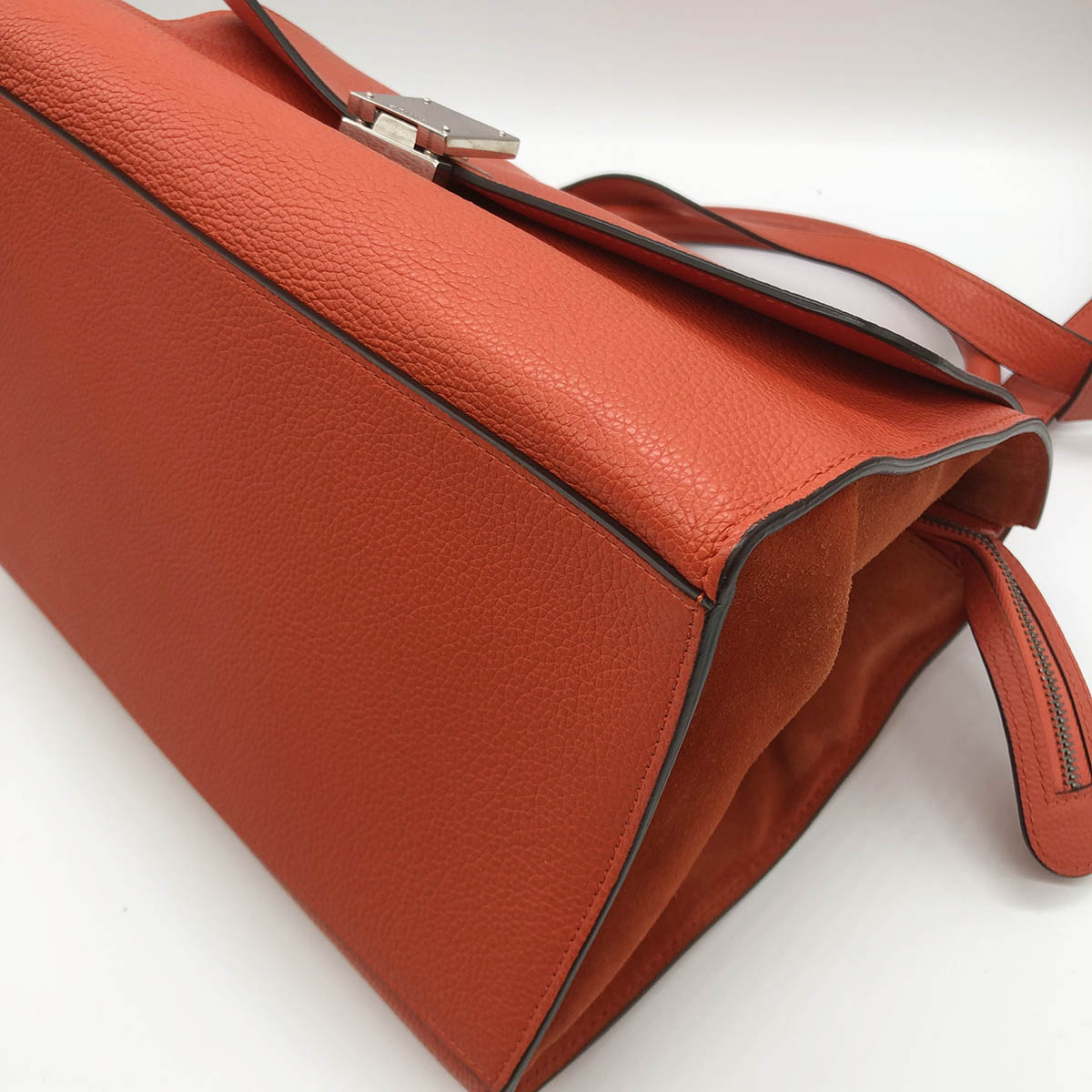 Celine Trapeze Medium 2-Way Handbag/Shoulder Bag Leather Red/Orange Pre-owned
