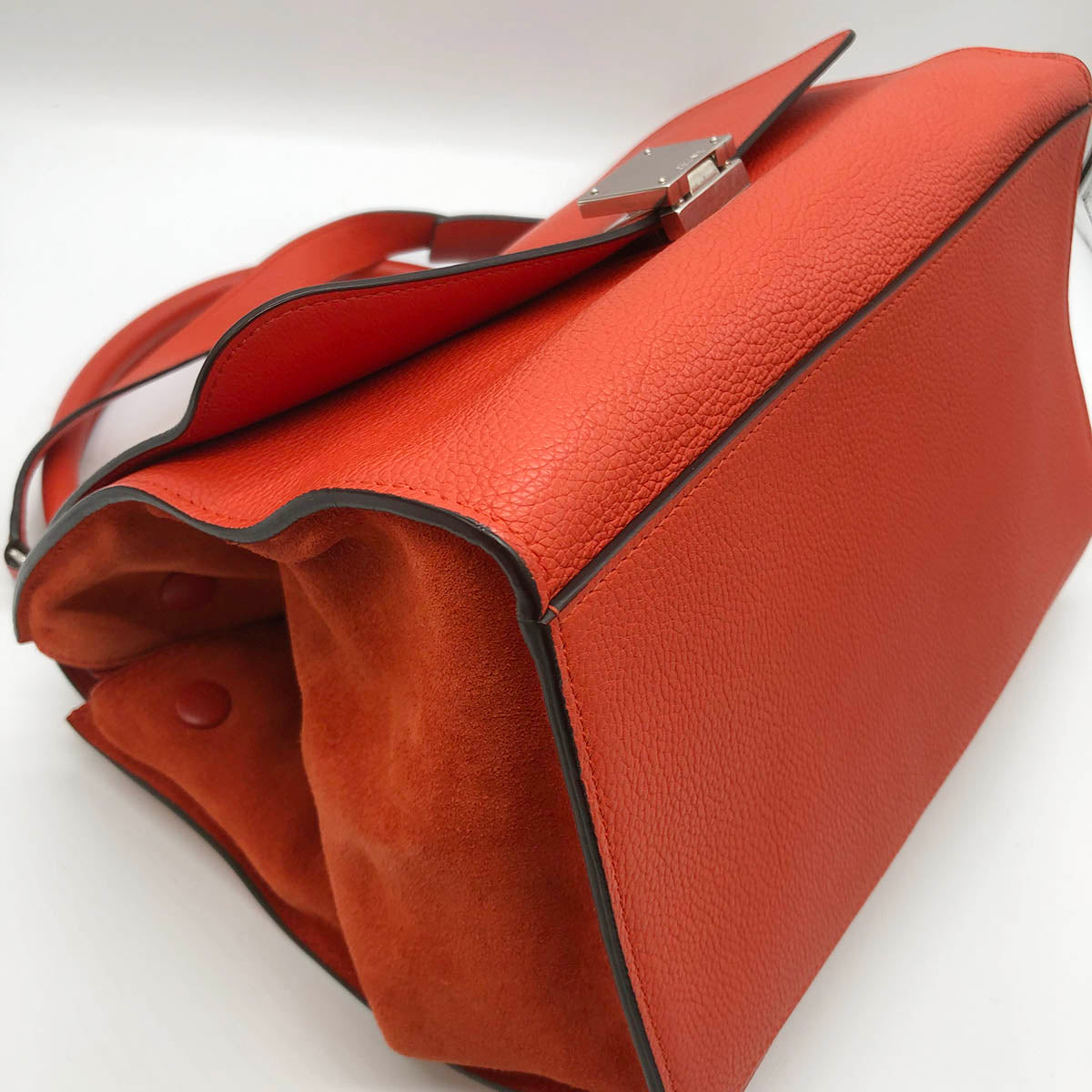 Celine Trapeze Medium 2-Way Handbag/Shoulder Bag Leather Red/Orange Pre-owned