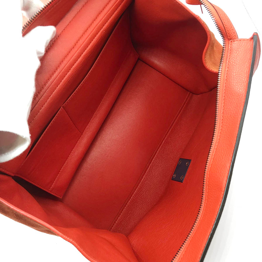 Celine Trapeze Medium 2-Way Handbag/Shoulder Bag Leather Red/Orange Pre-owned