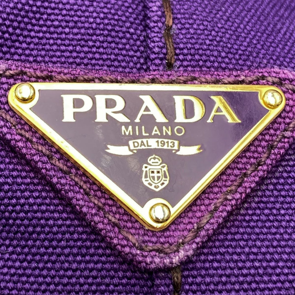 Prada BN1872 Canapa Large Tote Bag/Handbag Denim Purple Pre-owned