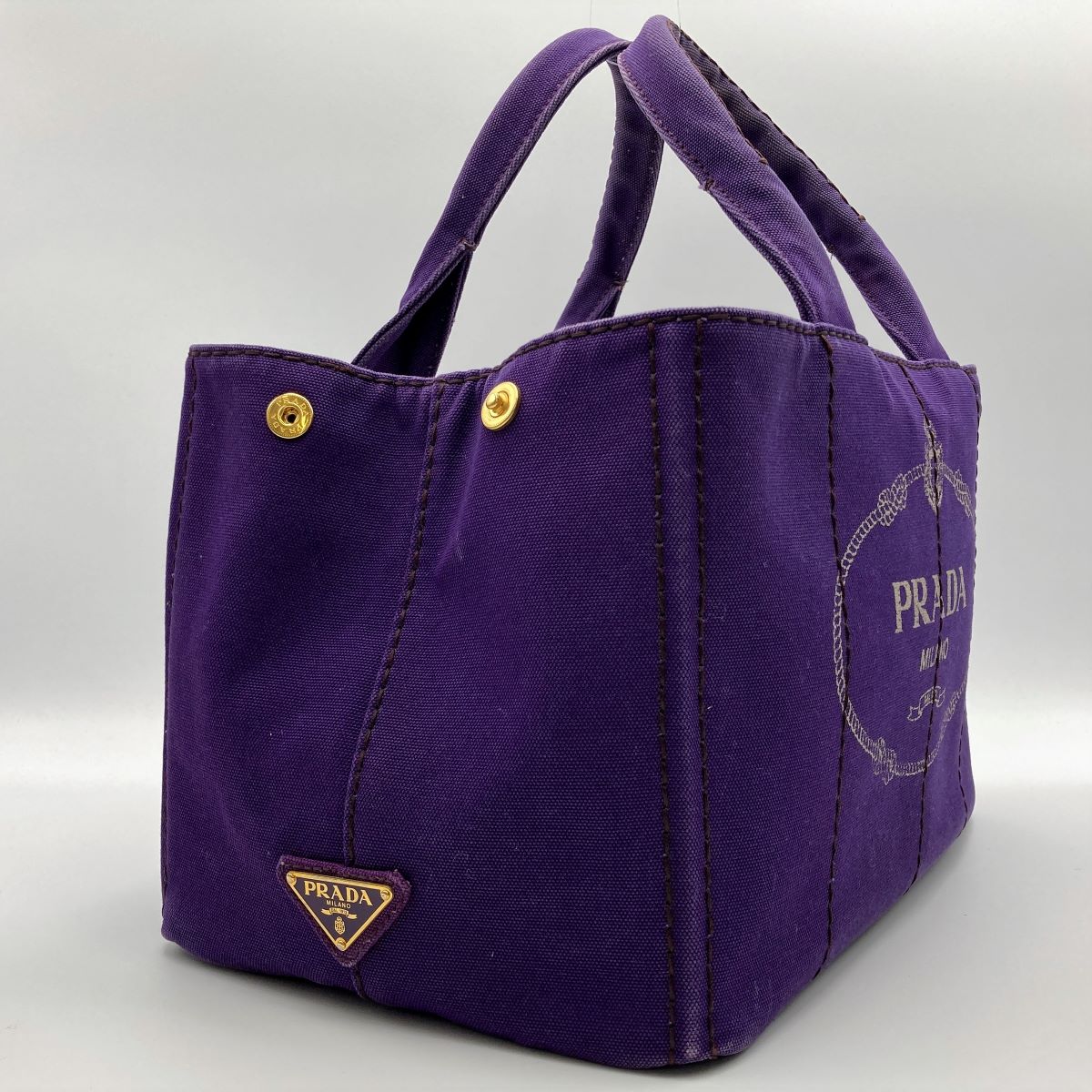 Prada BN1872 Canapa Large Tote Bag/Handbag Denim Purple Pre-owned