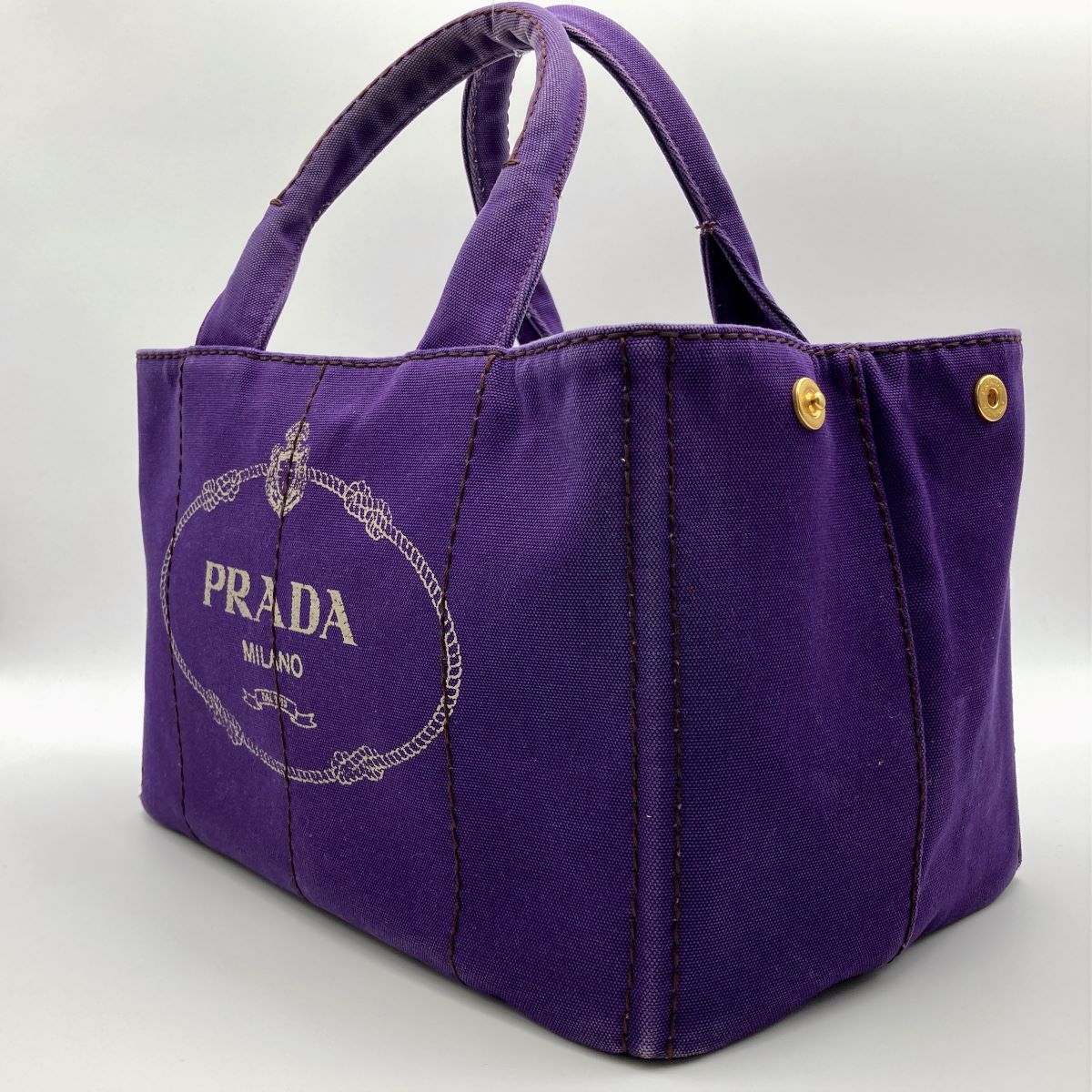 Prada BN1872 Canapa Large Tote Bag/Handbag Denim Purple Pre-owned