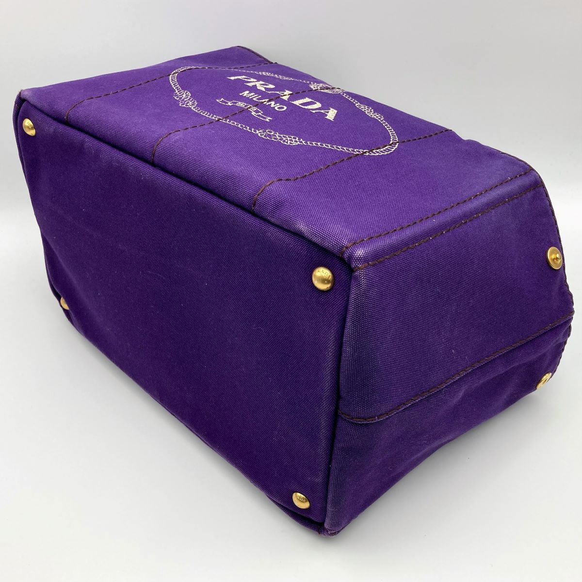 Prada BN1872 Canapa Large Tote Bag/Handbag Denim Purple Pre-owned