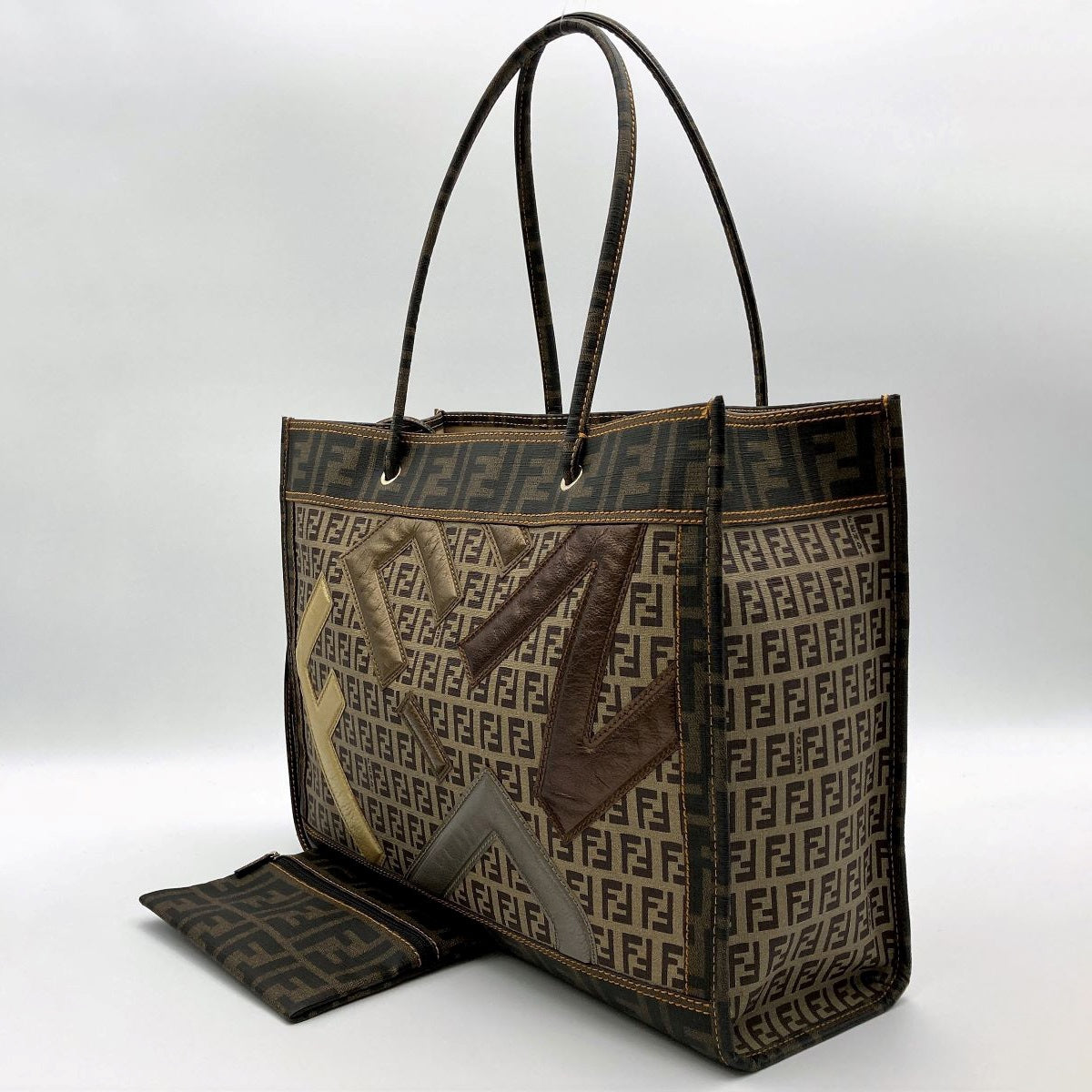 Fendi 2384/8B183 Zucca x Zucchino Tote Bag Brown/Beige Pre-owned