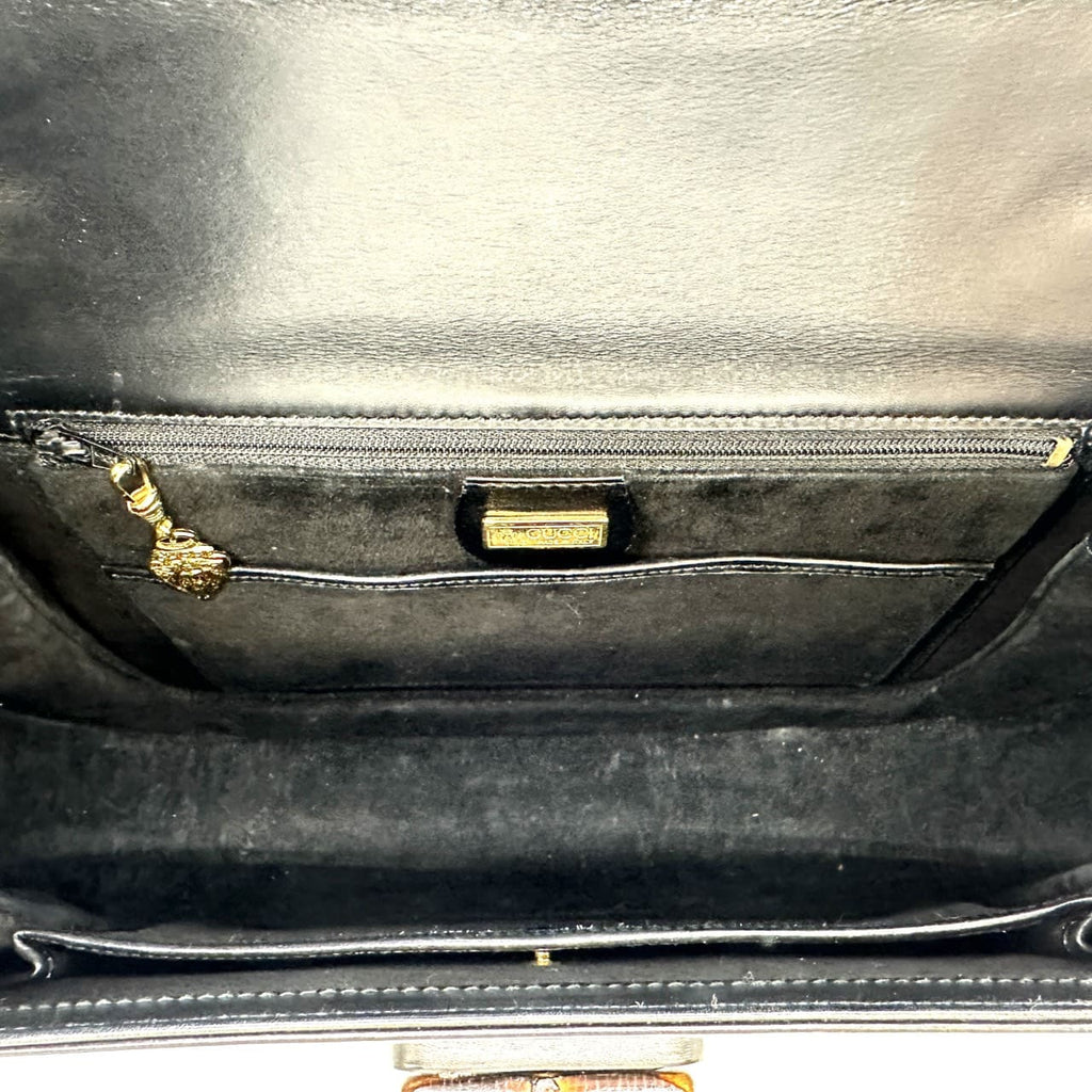 Gucci 000 46 Bamboo Handbag Leather Black Pre-owned