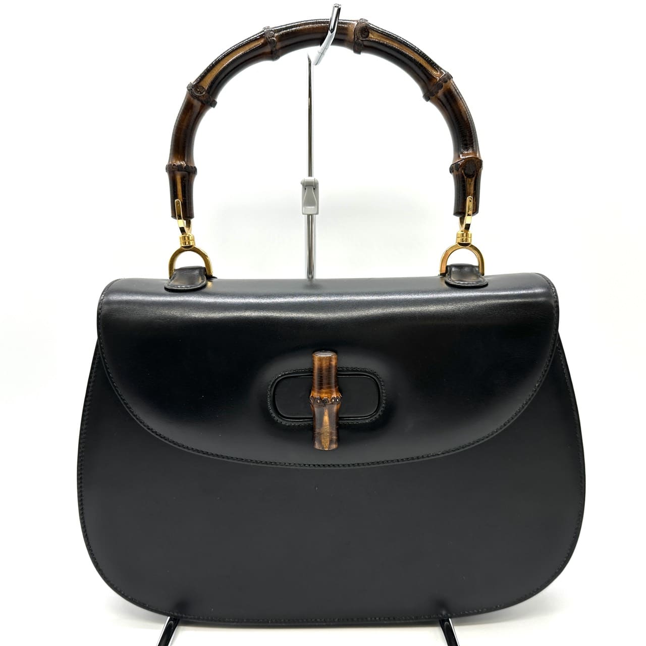 Gucci 000 46 Bamboo Handbag Leather Black Pre-owned