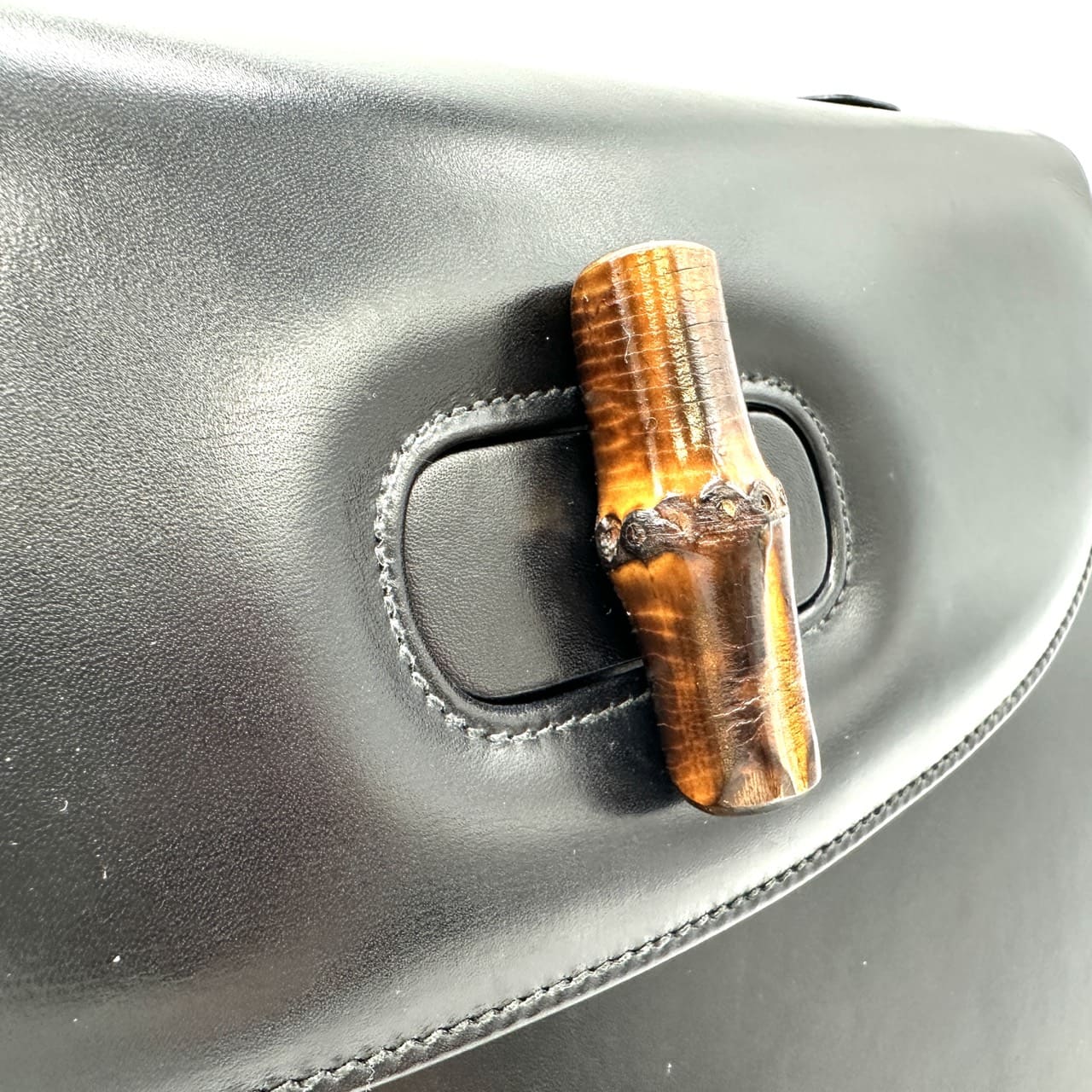 Gucci 000 46 Bamboo Handbag Leather Black Pre-owned