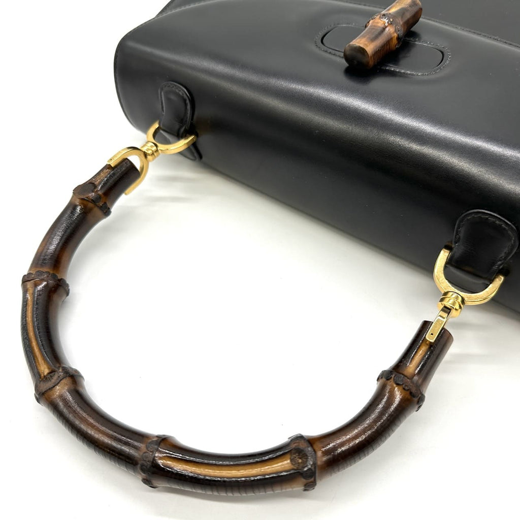 Gucci 000 46 Bamboo Handbag Leather Black Pre-owned