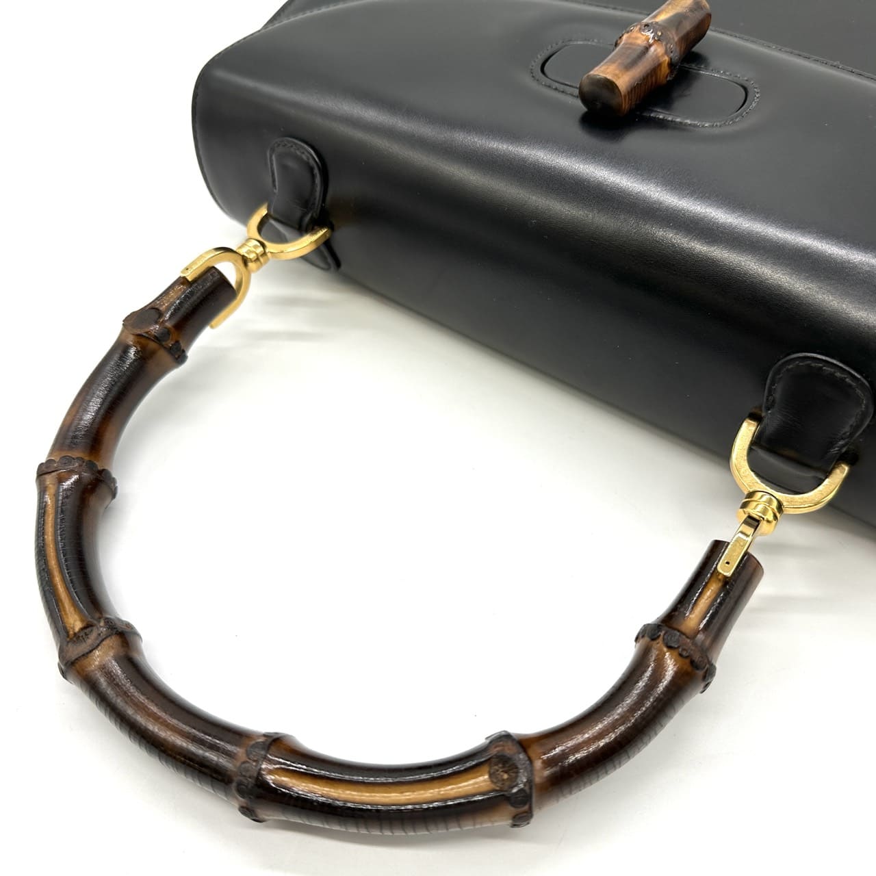 Gucci 000 46 Bamboo Handbag Leather Black Pre-owned