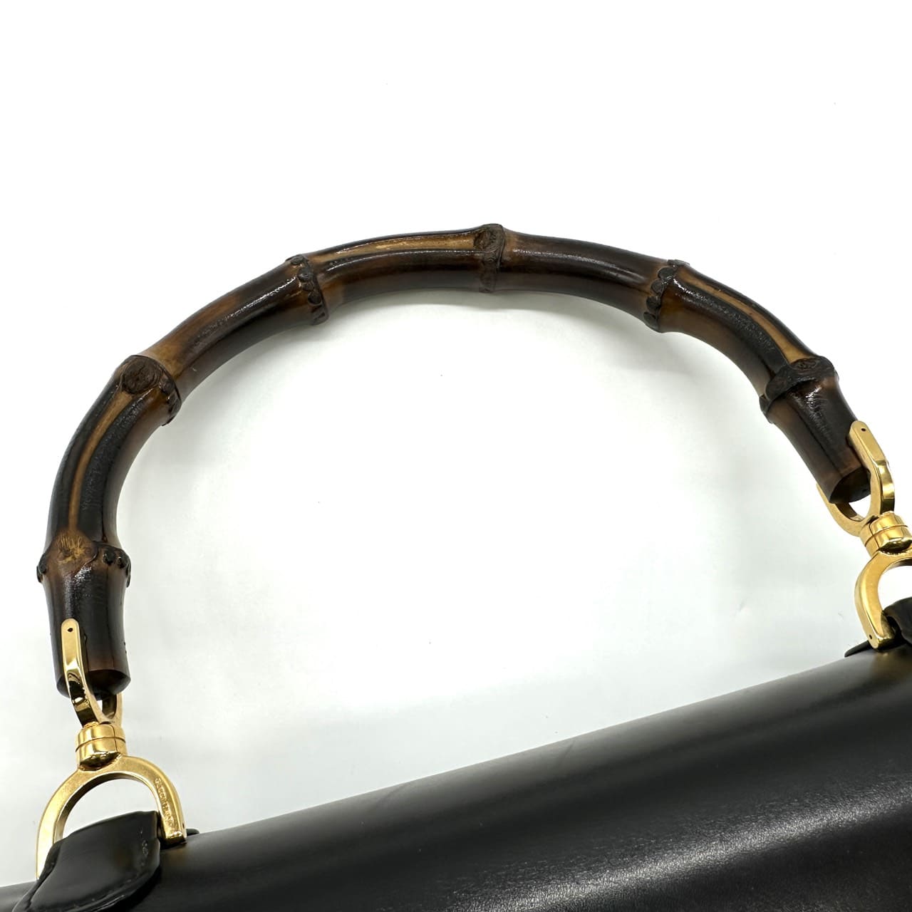 Gucci 000 46 Bamboo Handbag Leather Black Pre-owned