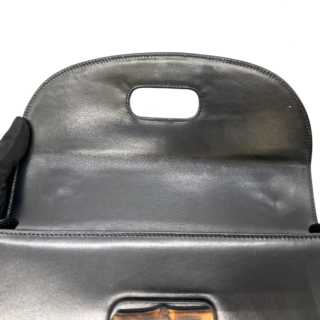 Gucci 000 46 Bamboo Handbag Leather Black Pre-owned