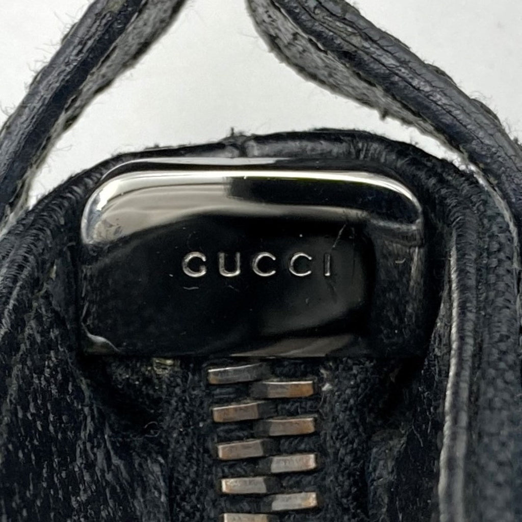 GUCCI 122793 Shoulder Bag, Crossbody Bag, Slim, Black, GG Line, GG Canvas PRE-OWNED