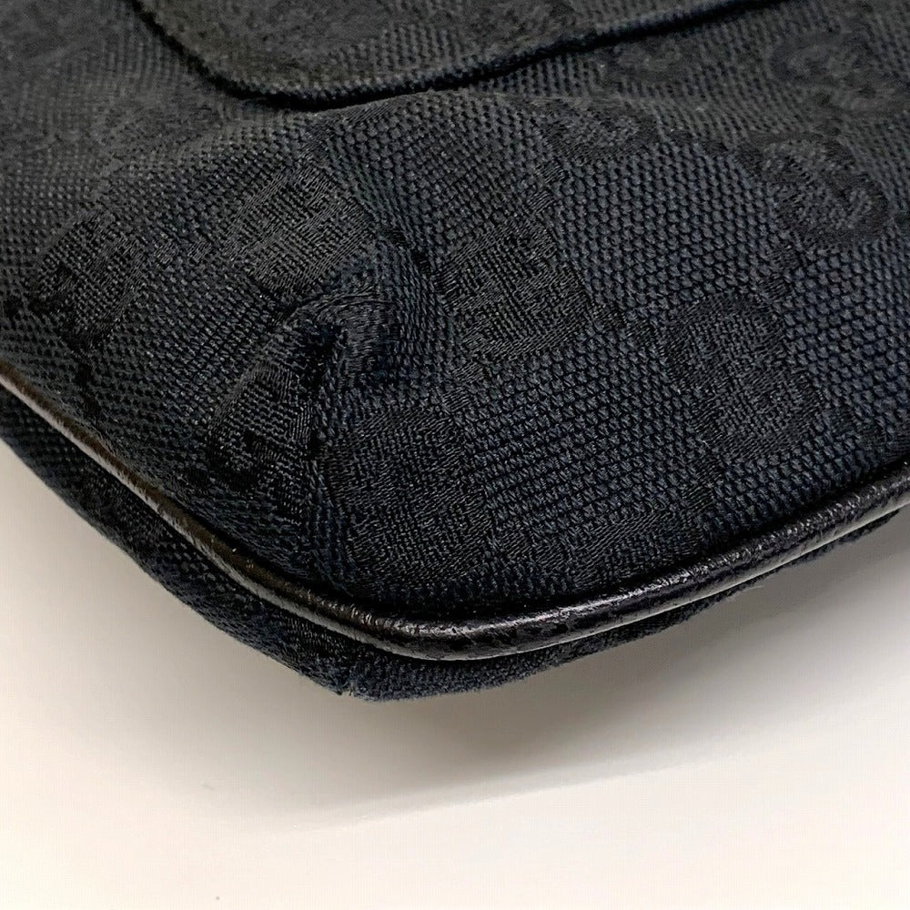 GUCCI 122793 Shoulder Bag, Crossbody Bag, Slim, Black, GG Line, GG Canvas PRE-OWNED