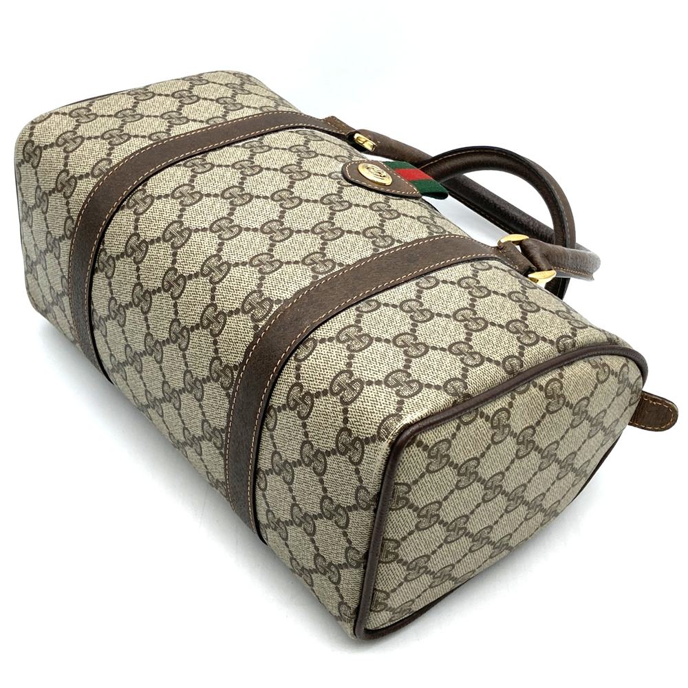 GUCCI Old Gucci GG Supreme Boston Bag Handbag Brown Sherry Vintage PRE-OWNED