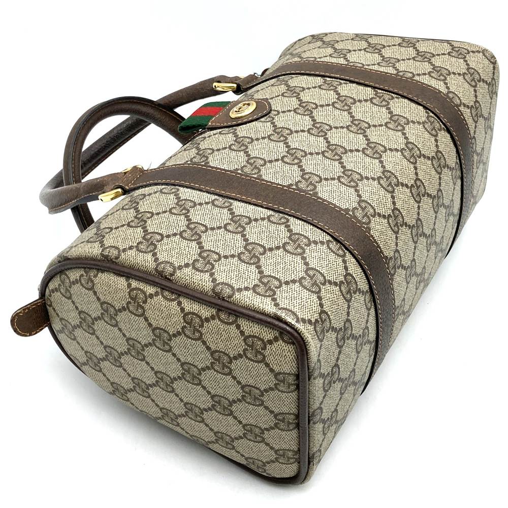 GUCCI Old Gucci GG Supreme Boston Bag Handbag Brown Sherry Vintage PRE-OWNED