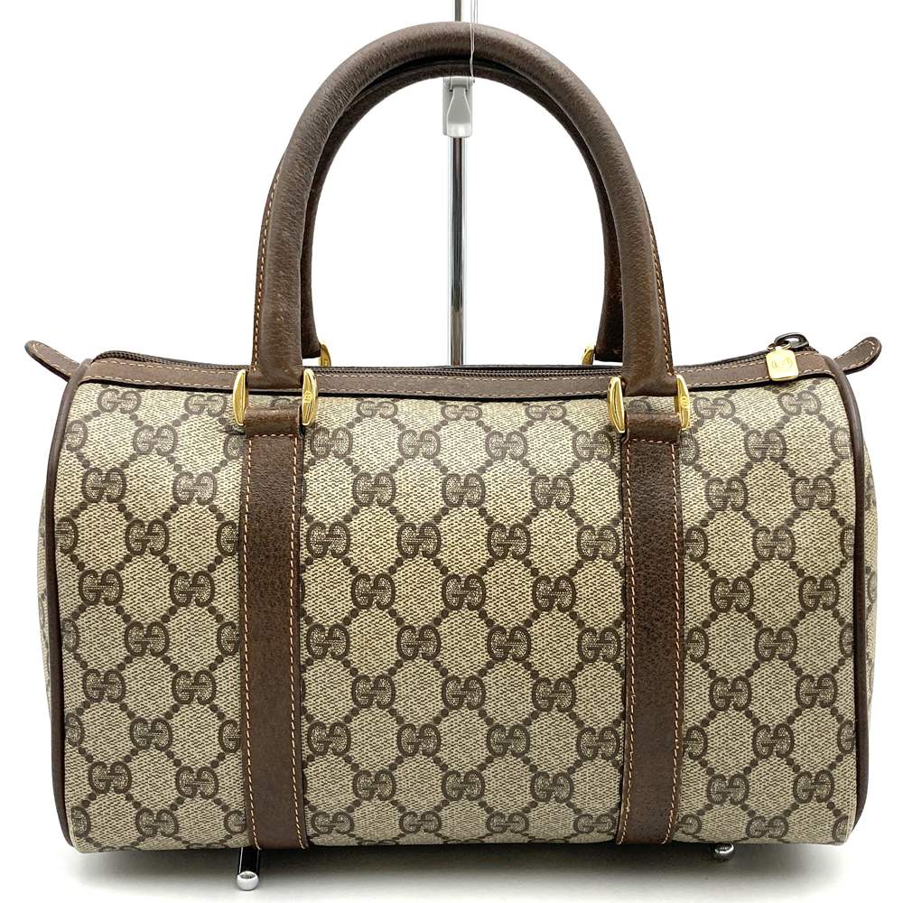 GUCCI Old Gucci GG Supreme Boston Bag Handbag Brown Sherry Vintage PRE-OWNED