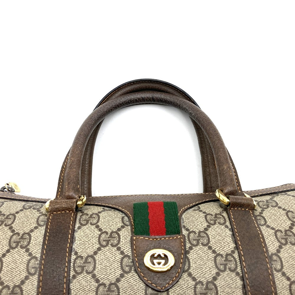 GUCCI Old Gucci GG Supreme Boston Bag Handbag Brown Sherry Vintage PRE-OWNED