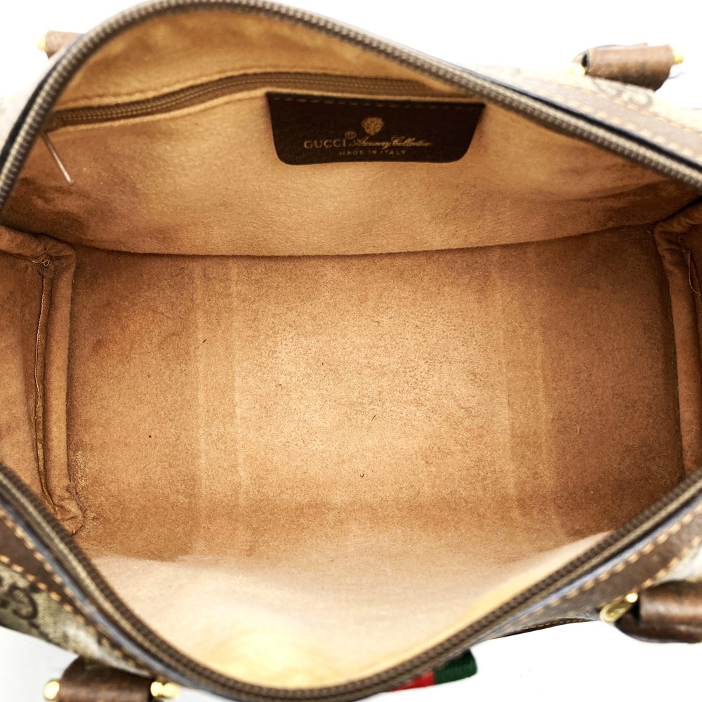 GUCCI Old Gucci GG Supreme Boston Bag Handbag Brown Sherry Vintage PRE-OWNED