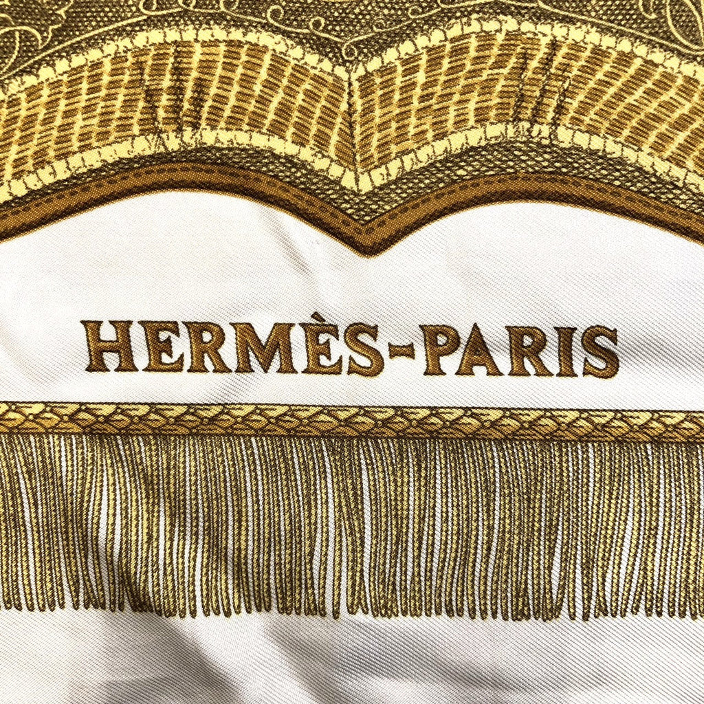 Hermès Carré 90 Poste et Cavalerie Scarf Silk Gold Pre-owned