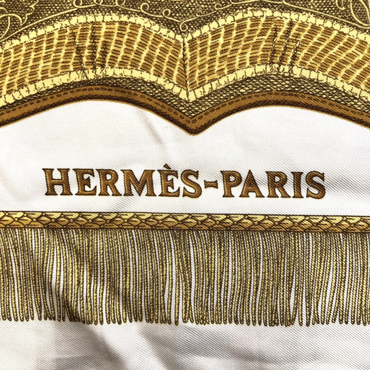 Hermès Carré 90 Poste et Cavalerie Scarf Silk Gold Pre-owned