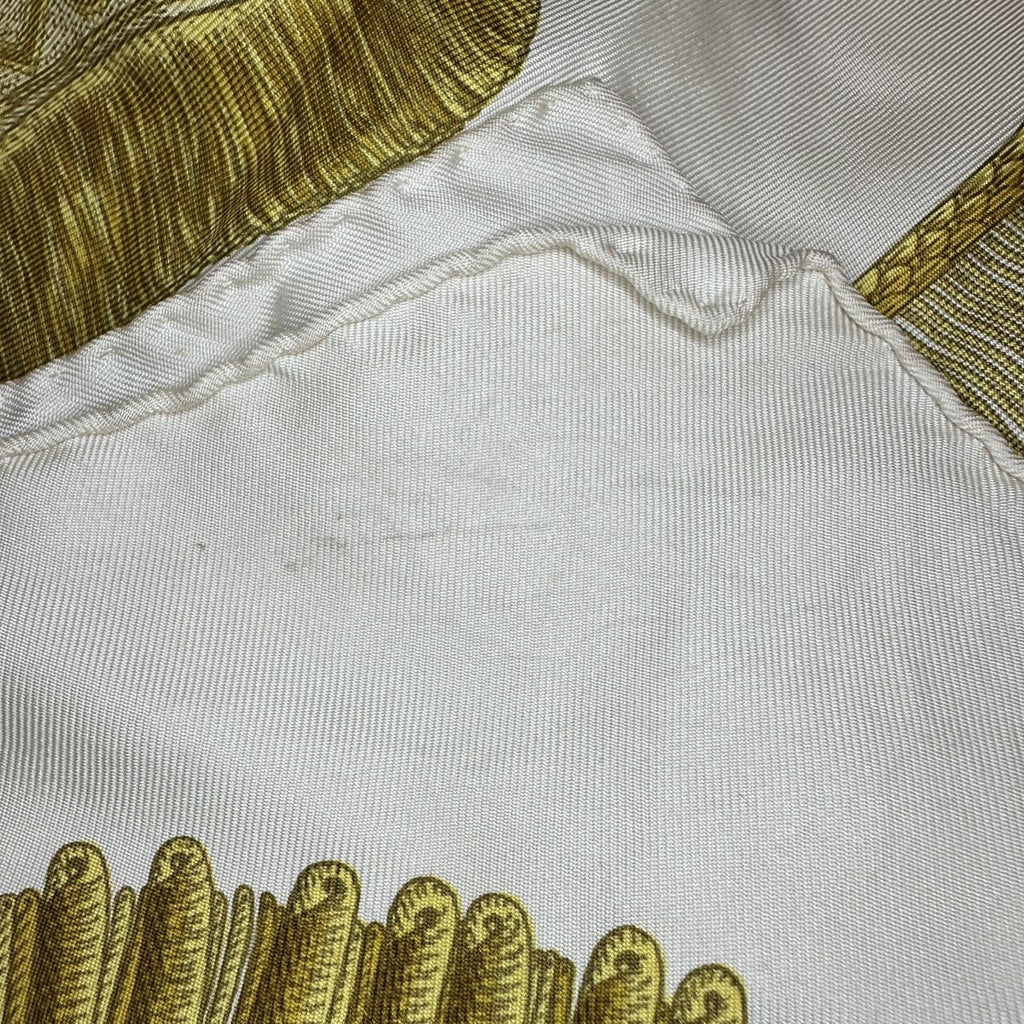 Hermès Carré 90 Poste et Cavalerie Scarf Silk Gold Pre-owned