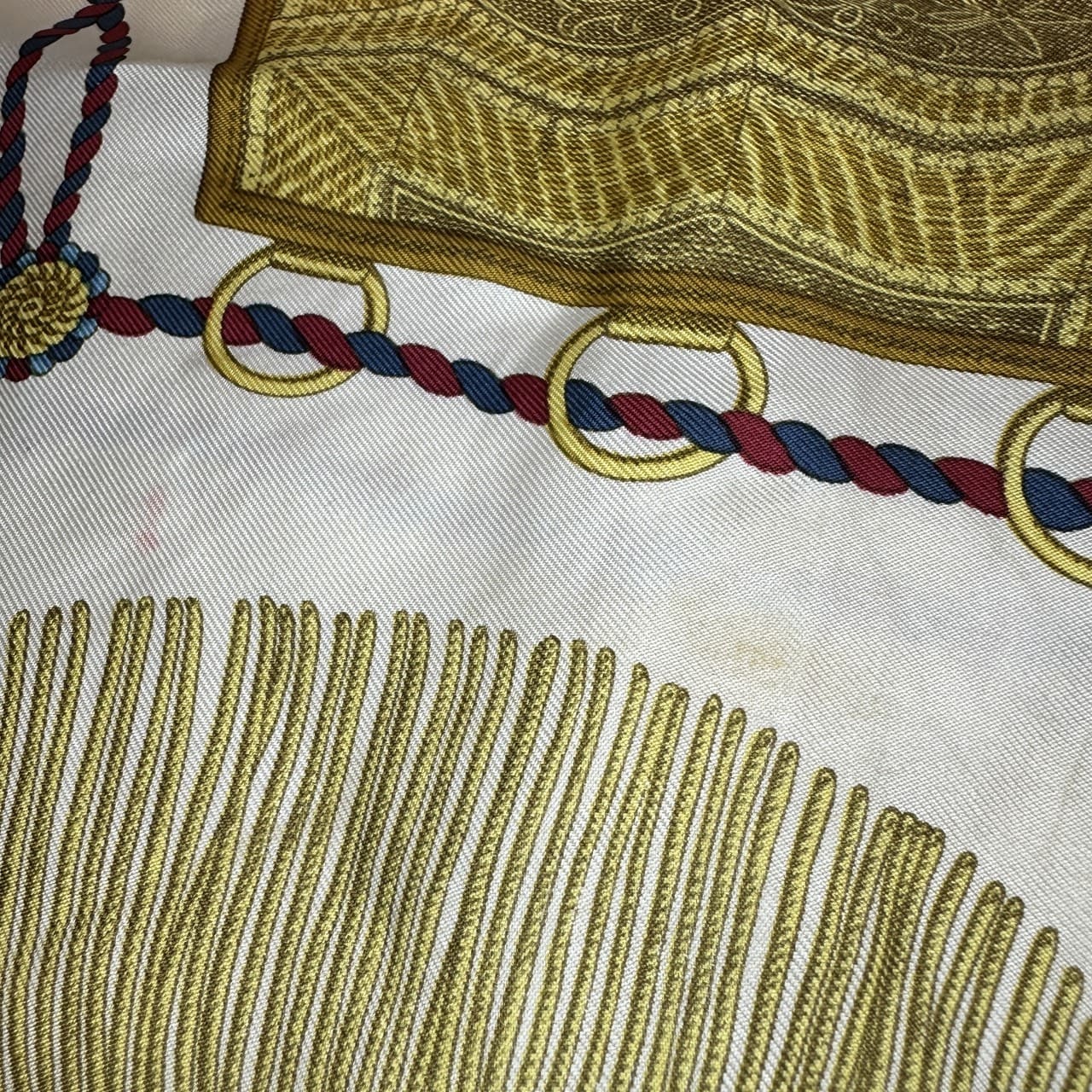 Hermès Carré 90 Poste et Cavalerie Scarf Silk Gold Pre-owned