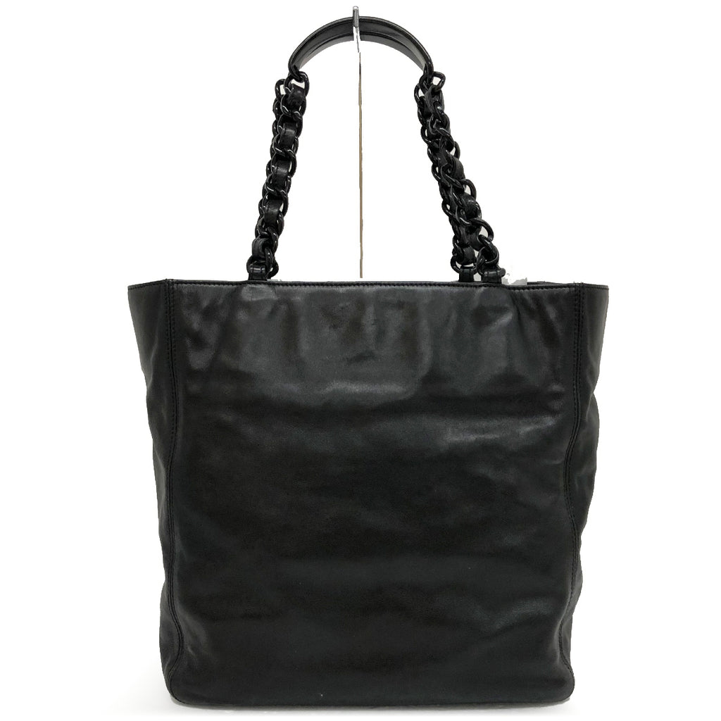 Chanel Coco Mark Chain Tote Bag/Shoulder Bag Lambskin/Plastic Black Pre-owned