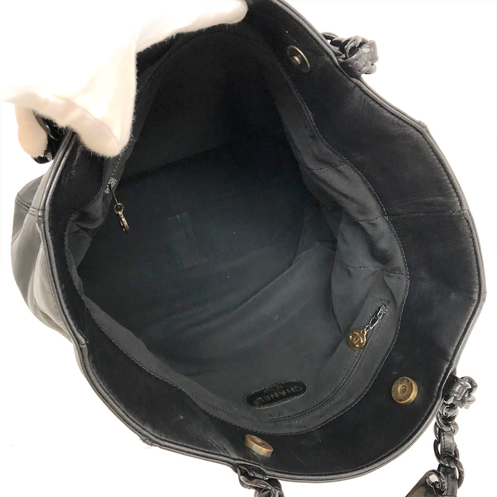Chanel Coco Mark Chain Tote Bag/Shoulder Bag Lambskin/Plastic Black Pre-owned