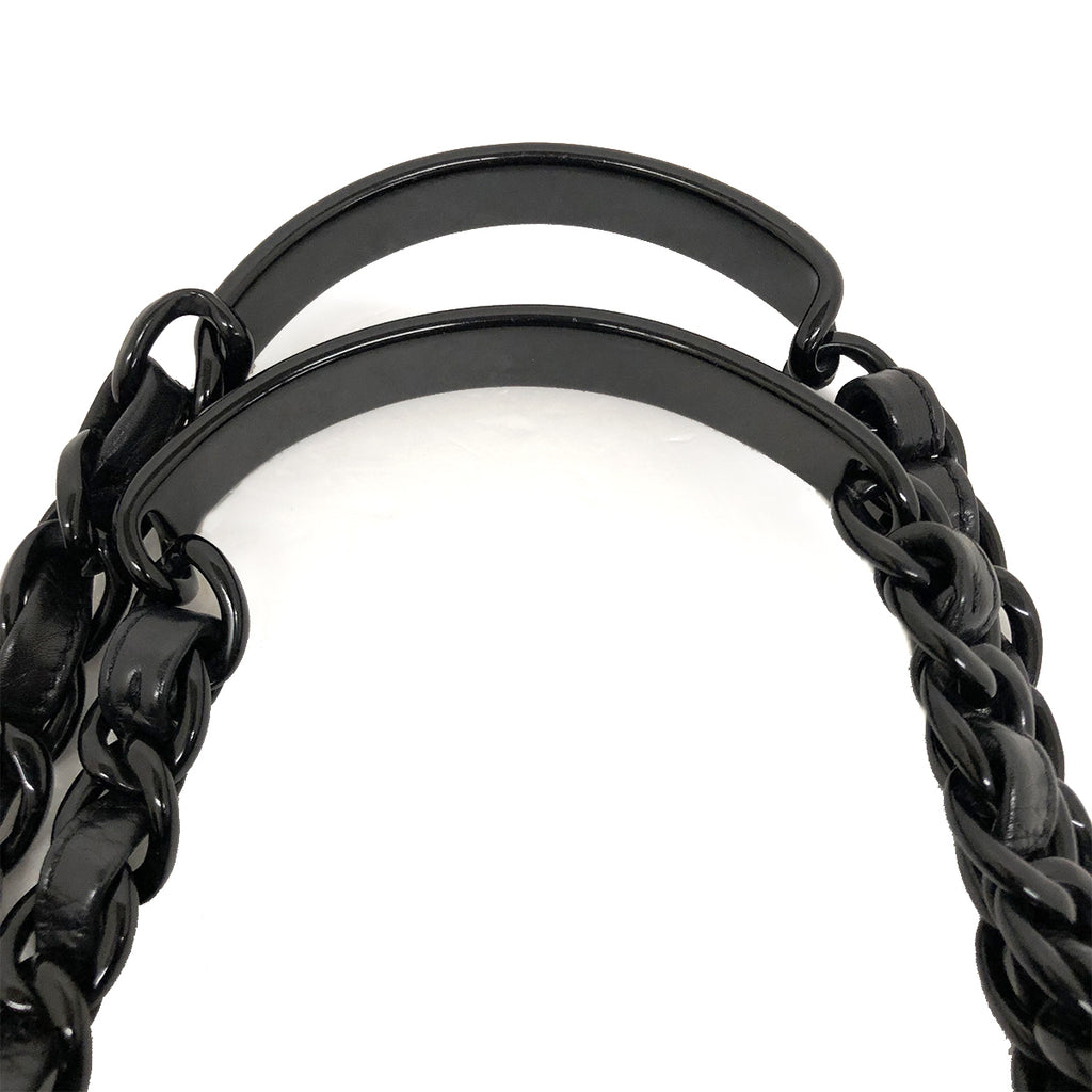 Chanel Coco Mark Chain Tote Bag/Shoulder Bag Lambskin/Plastic Black Pre-owned